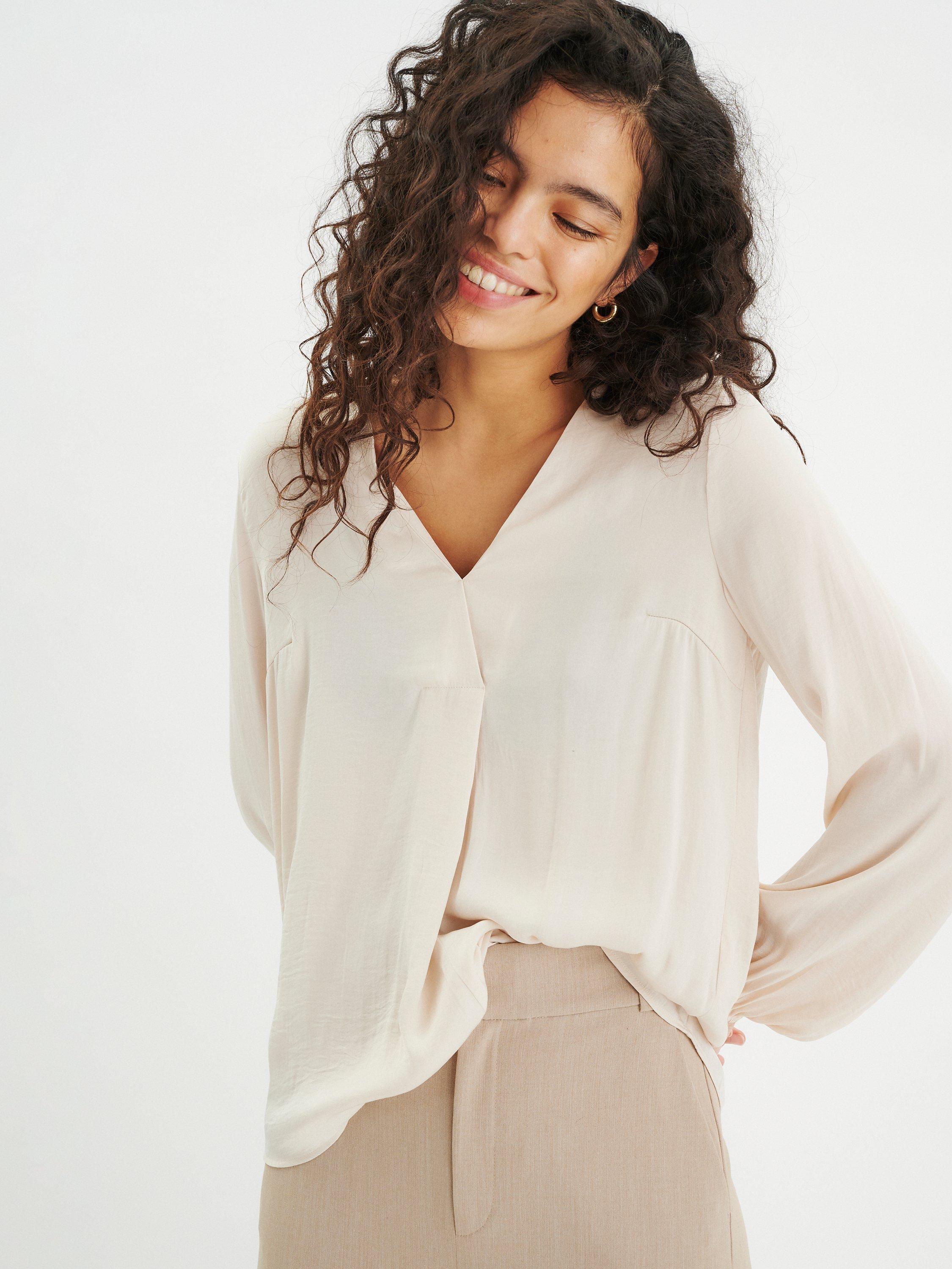 Product image 1 of 6, which shows InWear Rinda V-Neck Top, Off White, 8