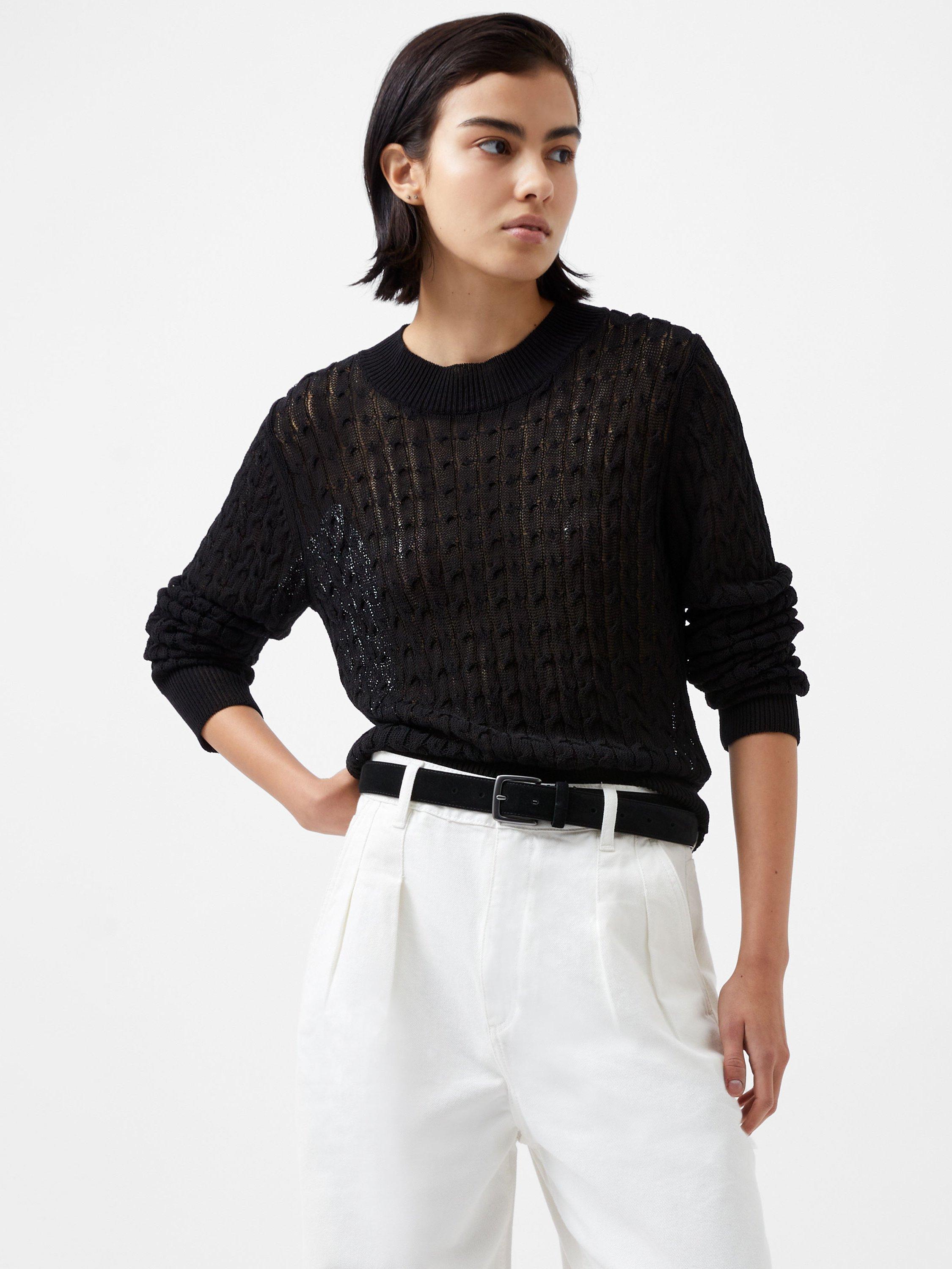 French Connection Niko Open Knit Jumper, Blackout