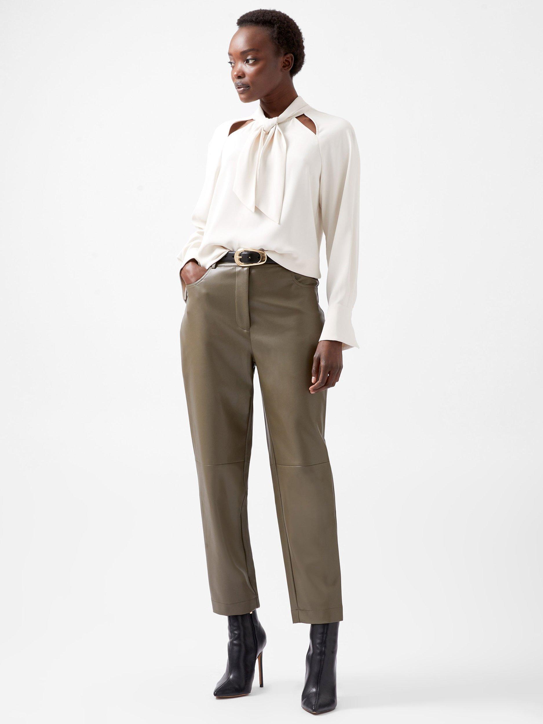 Product image 2 of 4, which shows French Connection Carmen Tie Neck Top, Classic Cream, XS
