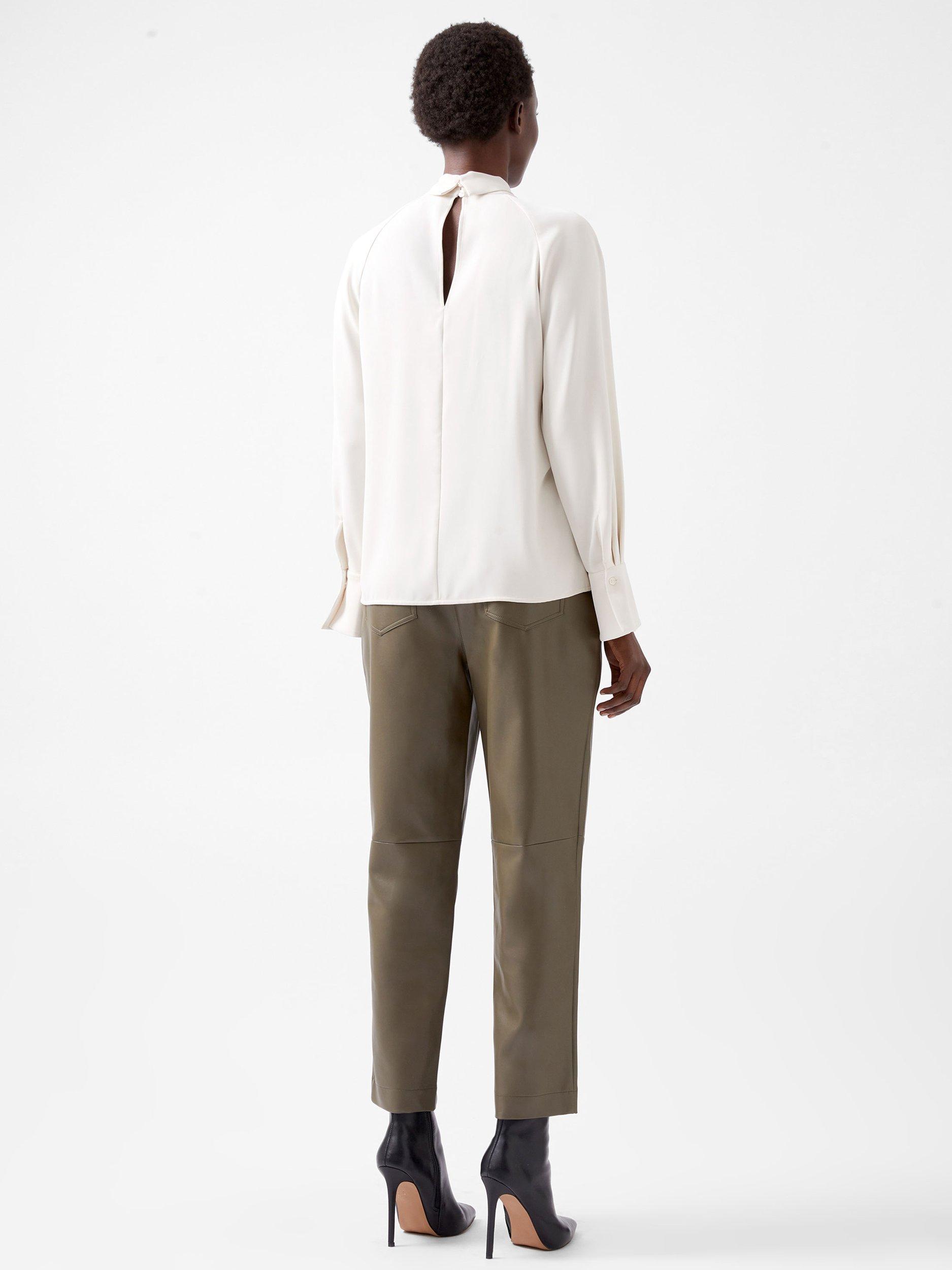 Product image 3 of 4, which shows French Connection Carmen Tie Neck Top, Classic Cream, XS