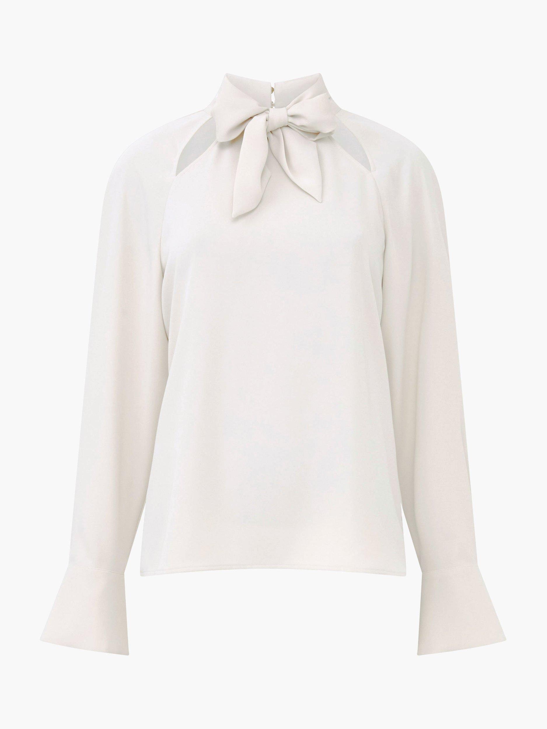 Product image 4 of 4, which shows French Connection Carmen Tie Neck Top, Classic Cream, XS