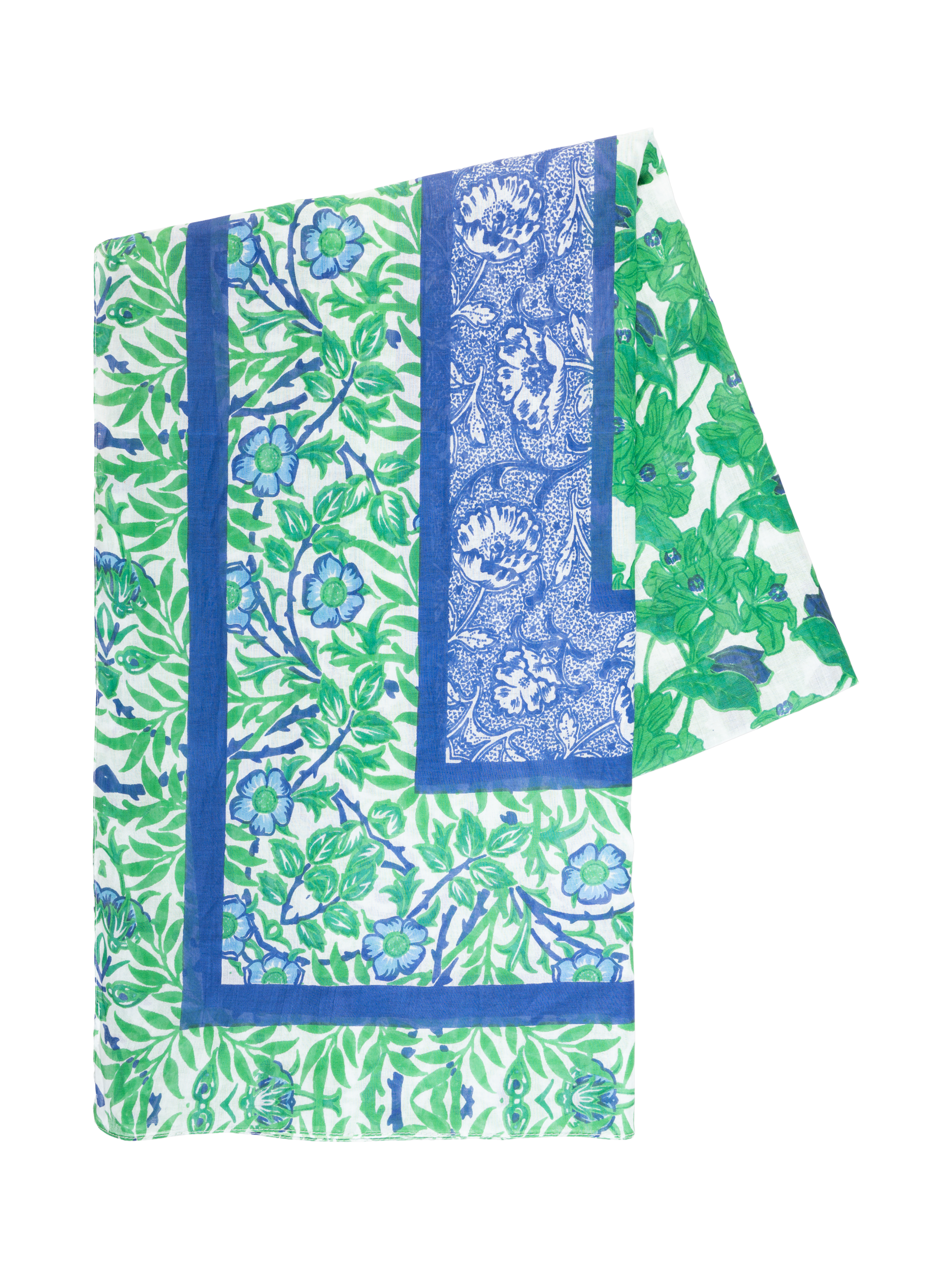 Product image 5 of 5, which shows chesca Floral Border Scarf, Green/Multi