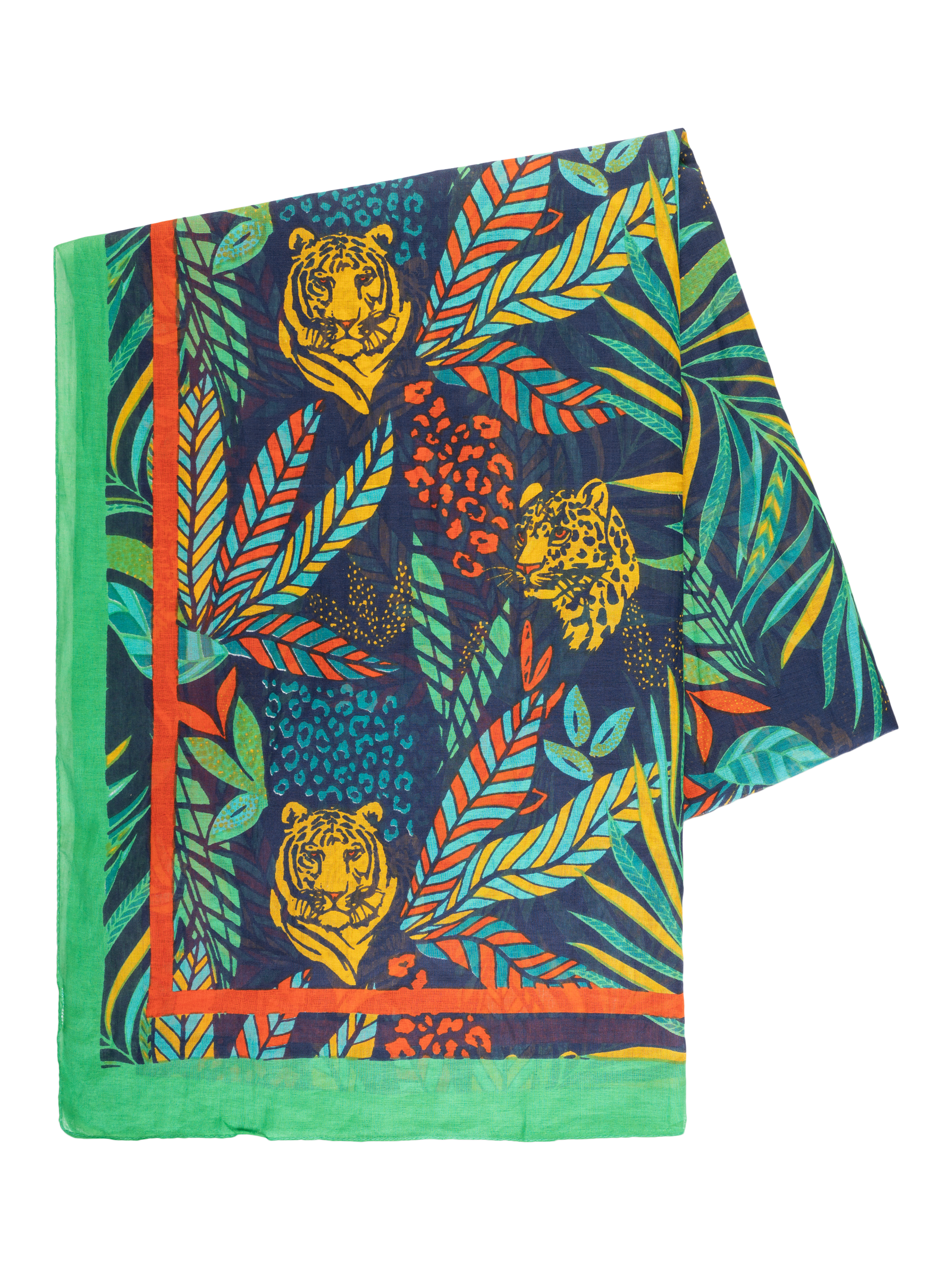 Product image 5 of 5, which shows chesca Jungle Print Scarf, Navy/Multi