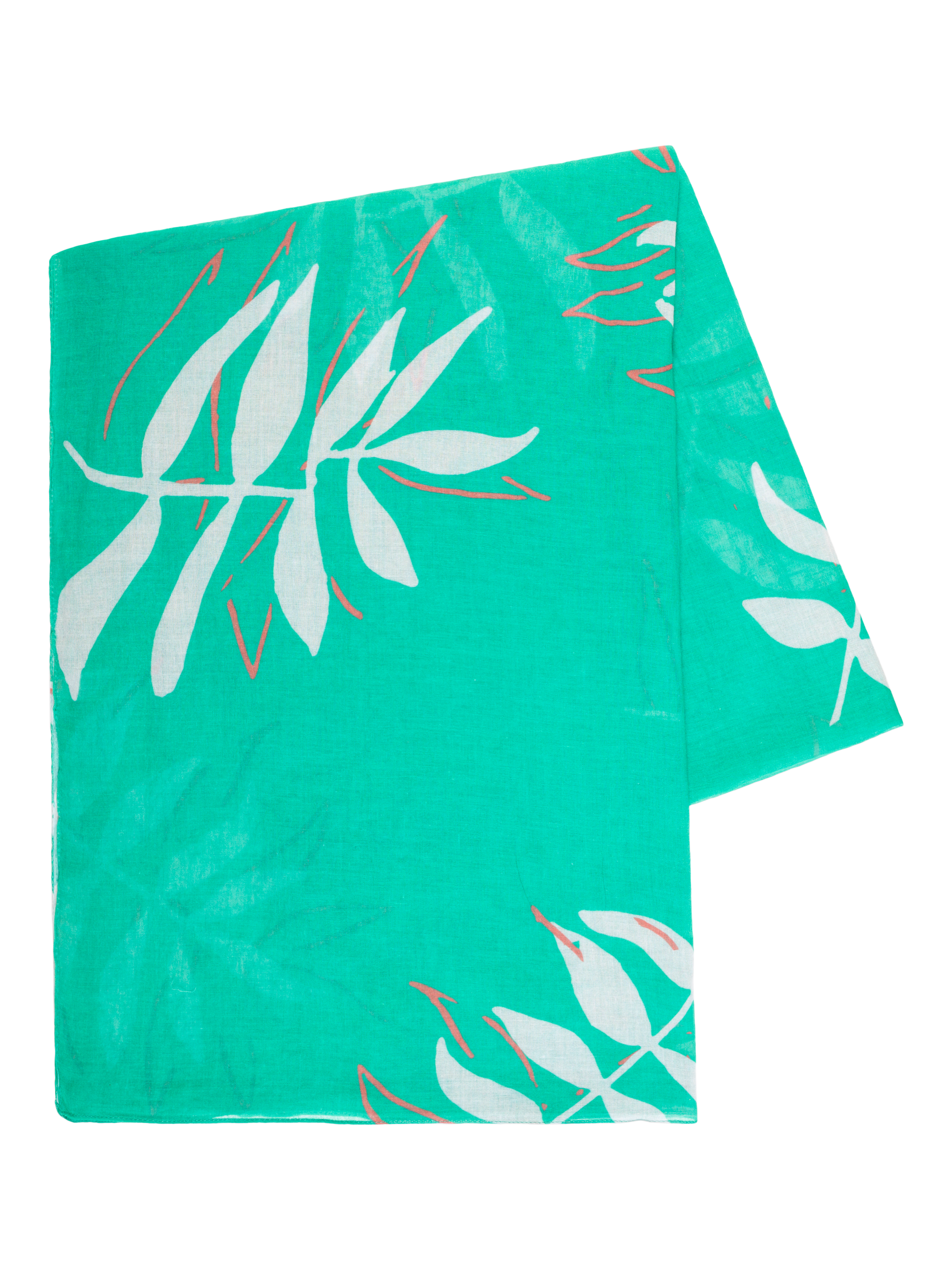 Product image 5 of 5, which shows chesca Palm Print Scarf, Jade/Multi