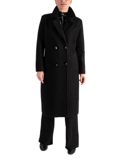 chesca Wool Blend Double Breasted Coat, Black, Black