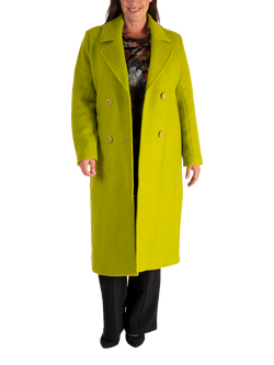 chesca Double Breasted Wool Blend Coat, Lime, Lime