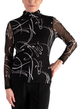 chesca Scribble High Neck Top, Black/White