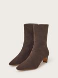Monsoon Suedette Pointed Heel Boots, Chocolate
