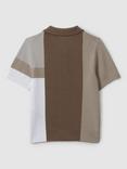 Reiss Kids' Charge Colour Block Polo Shirt, Camel/Multi