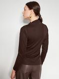 Monsoon Dayna Drape Jersey Top, Chocolate