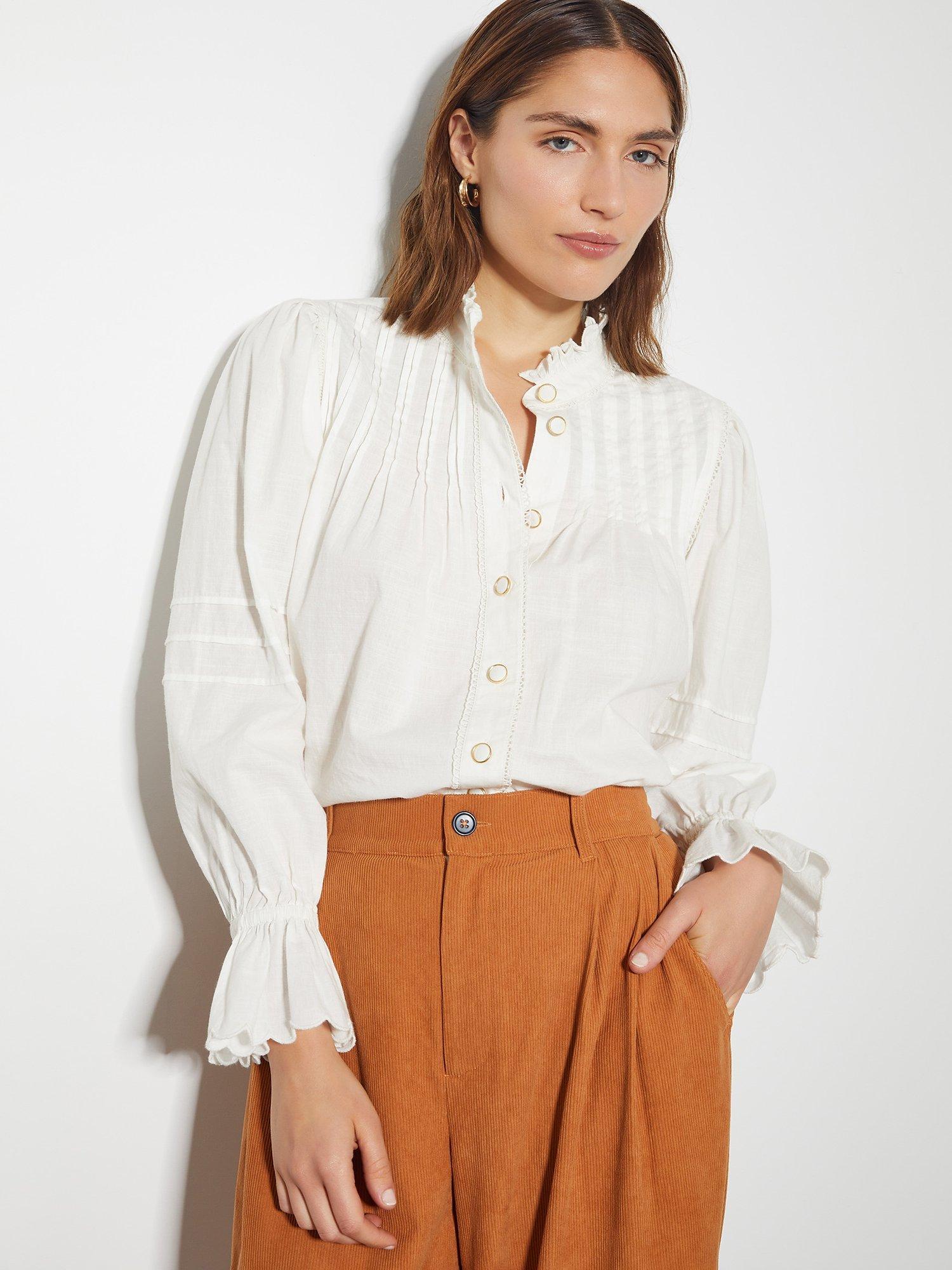 Monsoon Rose Frill Shirt, White
