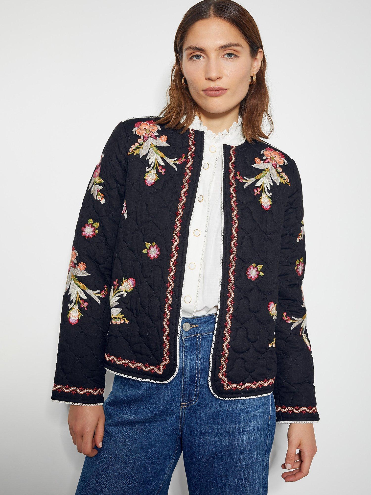 Black floral jacket womens best sale