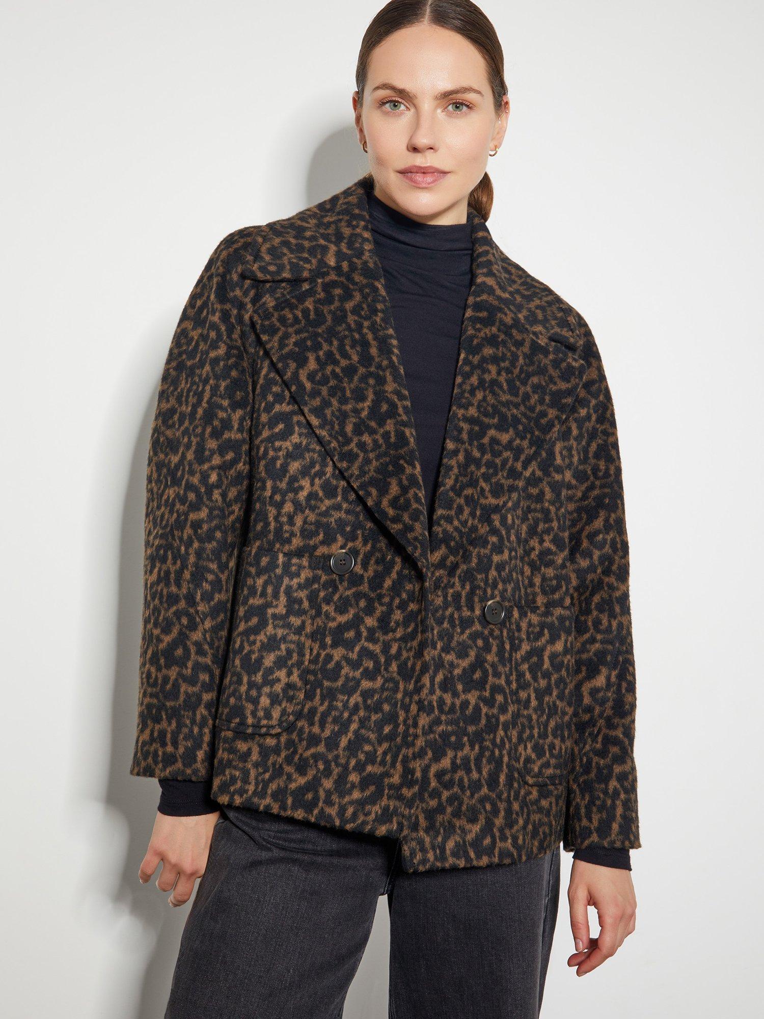 Product image 1 of 5, which shows Monsoon Lily Leopard Blazer, Brown/Black, M