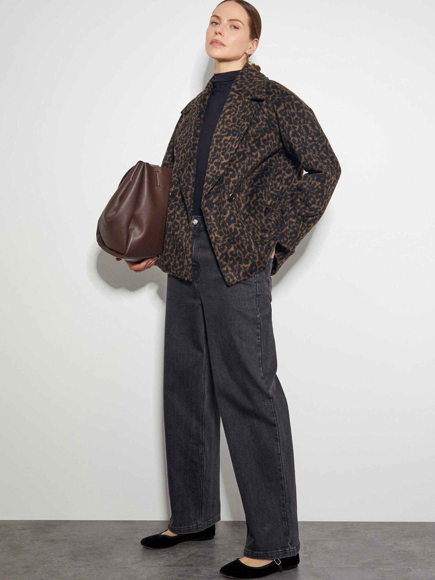 Product image 3 of 5, which shows Monsoon Lily Leopard Blazer, Brown/Black, M