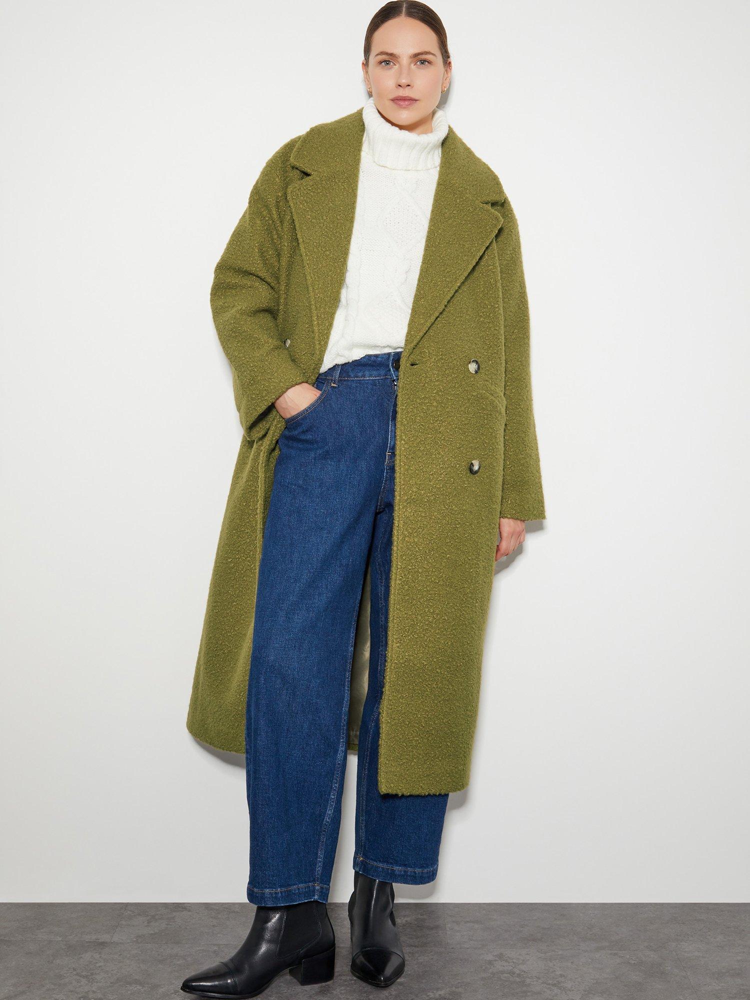Monsoon Ophelia Boucle Coat, Olive