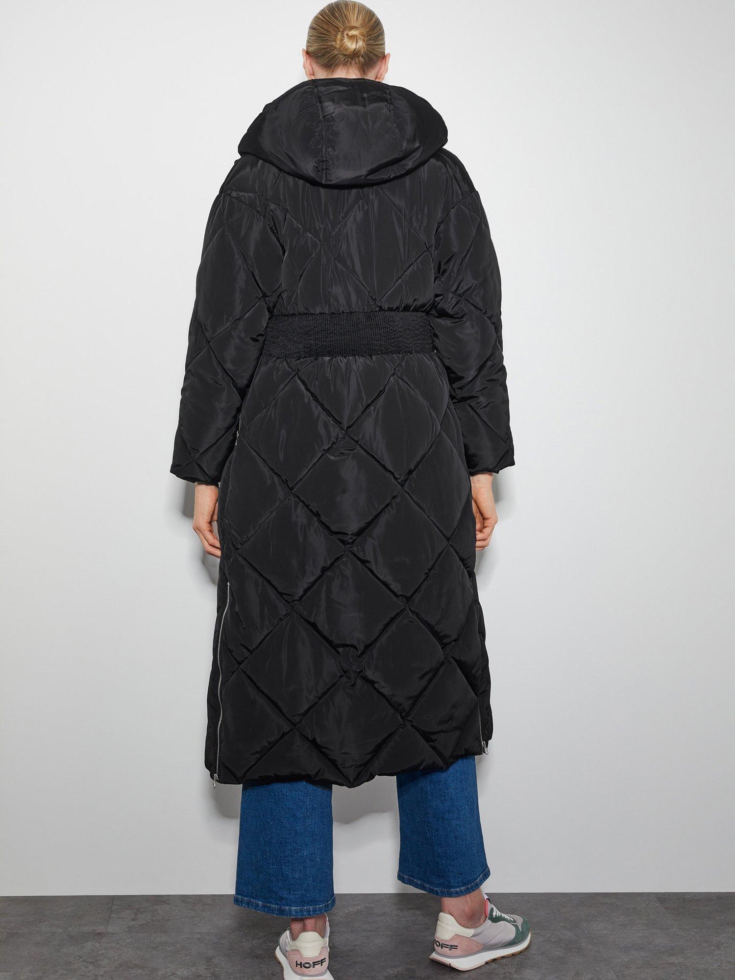 Product image 2 of 5, which shows Monsoon Phoebe Fleece Puffer Coat, Black, XL