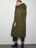 Monsoon Phoebe Fleece Puffer Coat, Khaki