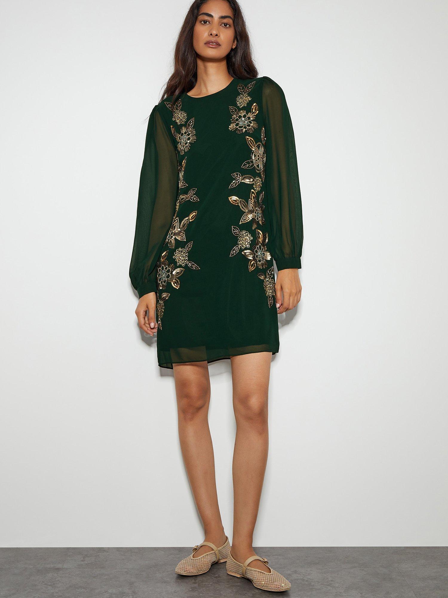 Monsoon Emma Tunic Dress Green Multi