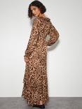 Monsoon Rowena Leopard Ruffle Dress, Brown/Multi