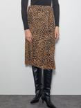 Monsoon Liza Leopard Print Skirt, Brown