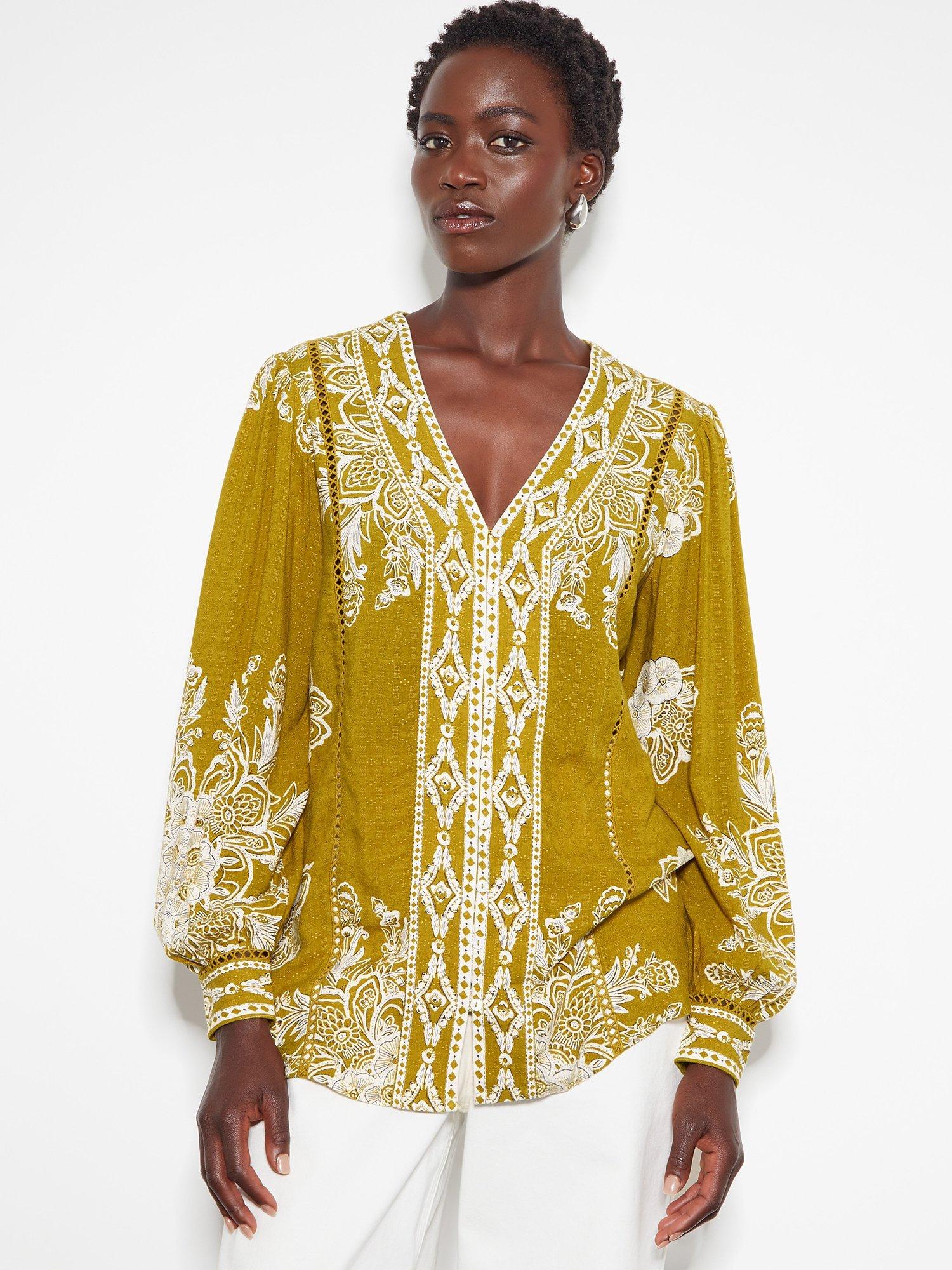 Monsoon Tillie Print Blouse, Olive