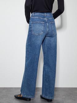 Monsoon Ruby Wide Leg Jeans, Mid Blue - view 2, Mid Blue