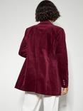 Monsoon Amy Velvet Blazer, Burgundy