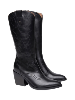 NeroGiardini Leather Cowboy Boots, Black - view 2, Black