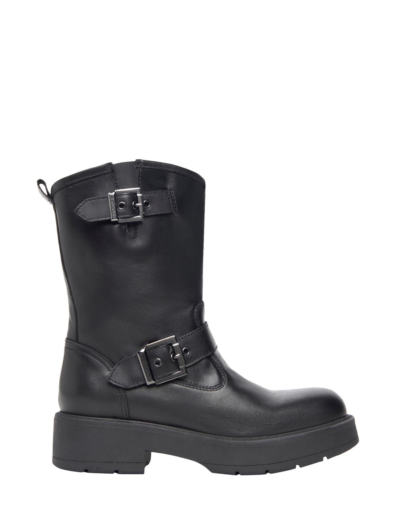 NeroGiardini Leather Dual Buckle Biker Boots