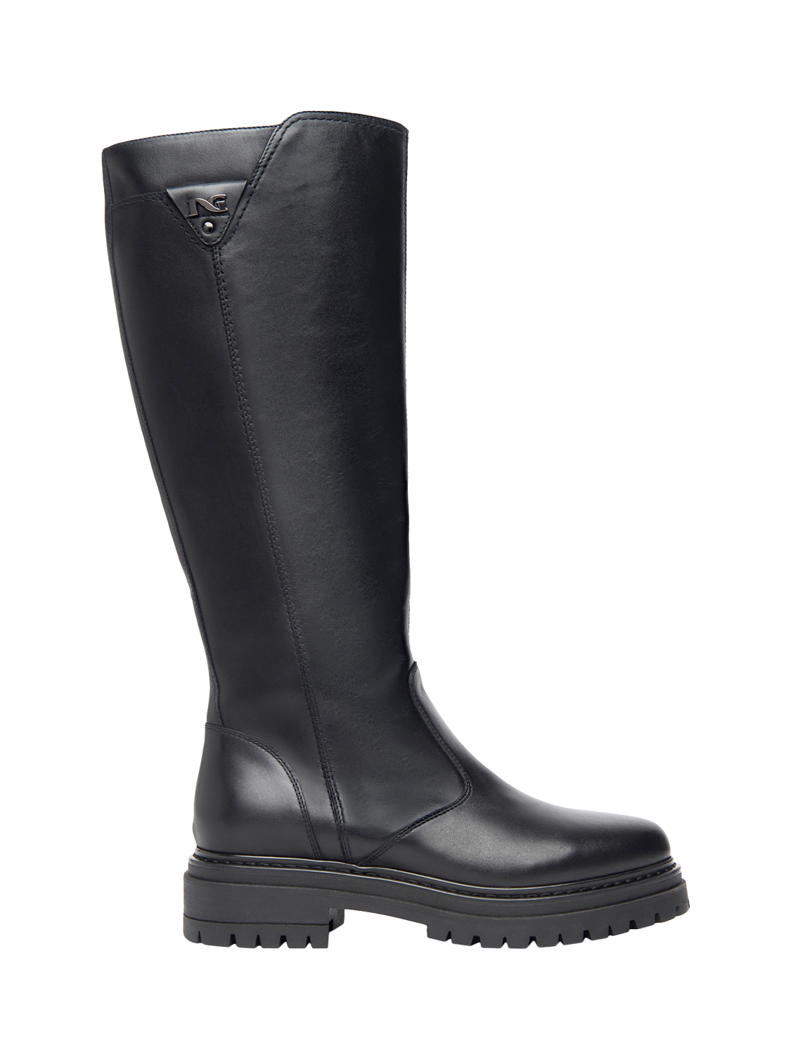 Flat tall leather boots hotsell