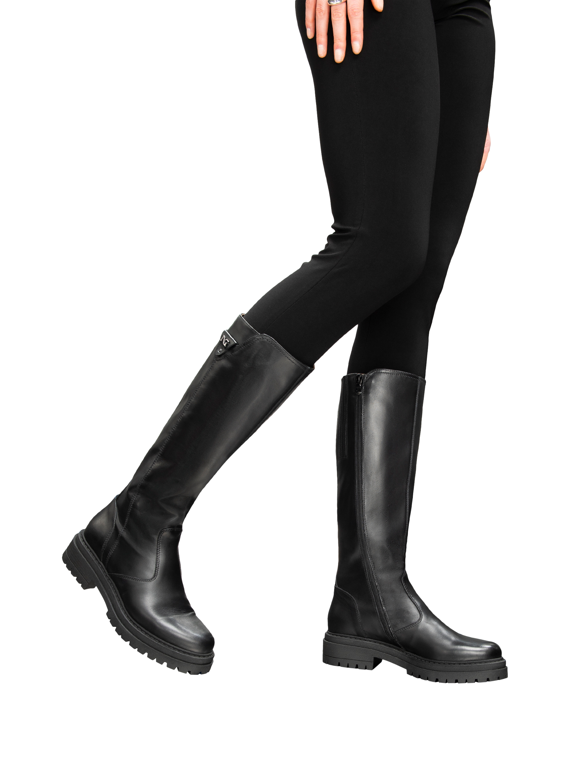 Plain flat round toe date outdoor knee high flat boots deals