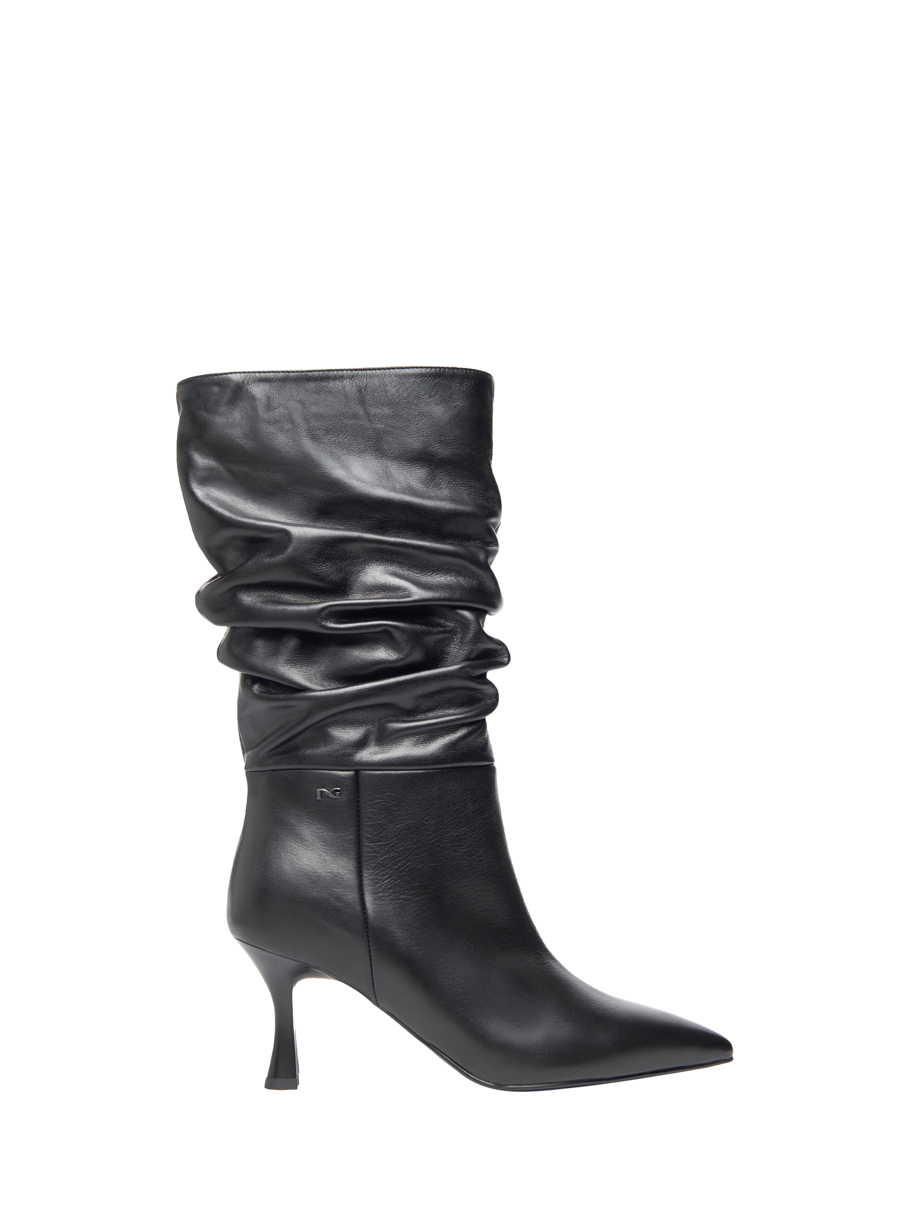 NeroGiardini Leather Slouchy Pointed Boots Black