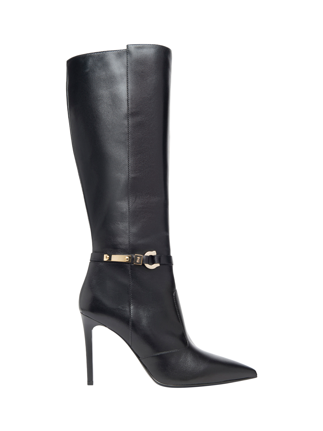 NeroGiardini Leather Stiletto Tall Pointed Heeled Boots Black