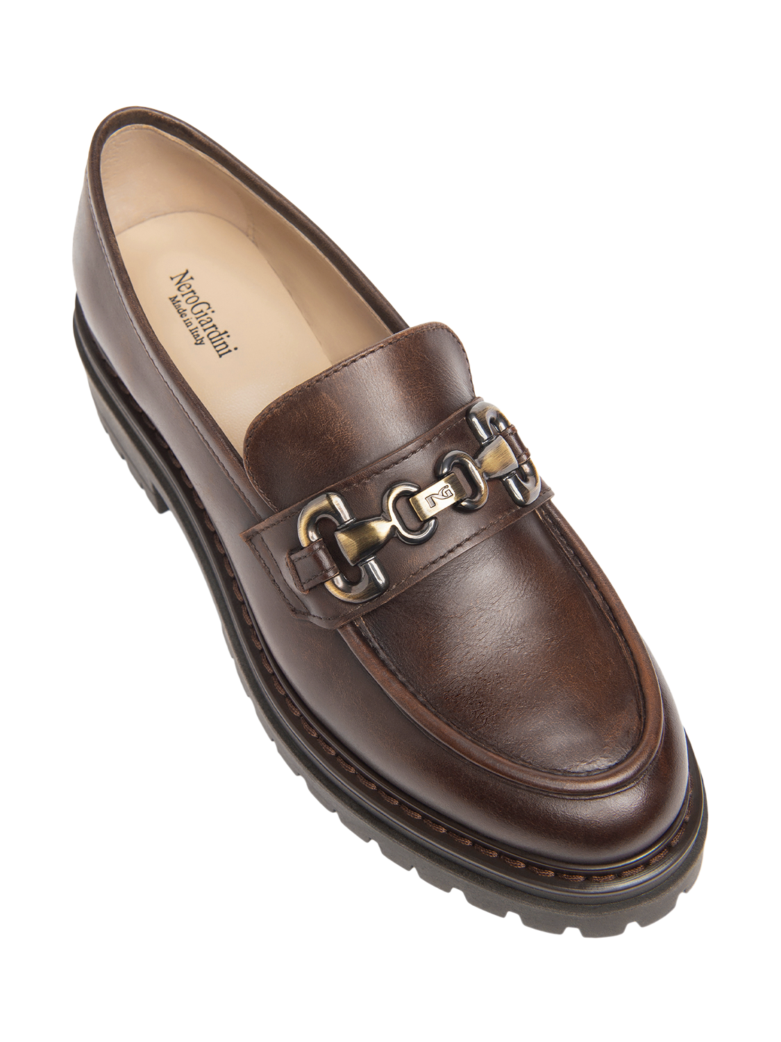 NeroGiardini Leather Snaffle Loafers, Tan, 2