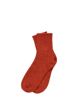 Celtic & Co. Donegal Wool Blend Ribbed Socks, Burnt Orange