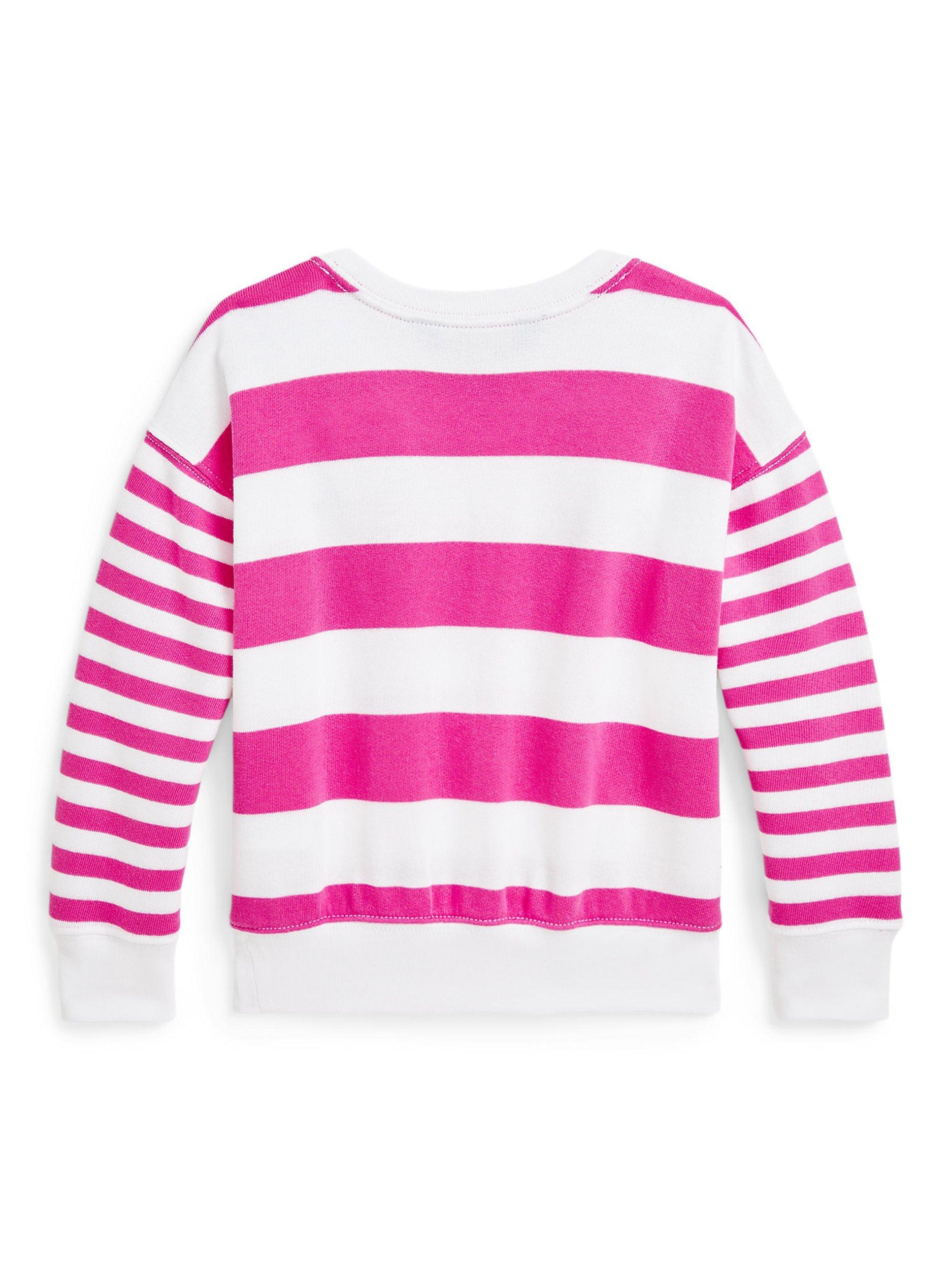 Product image 2 of 2, which shows Ralph Lauren Polo Ralph Lauren Kids' Knitted Striped Sweatshirt, Belmont Pink, 3 years
