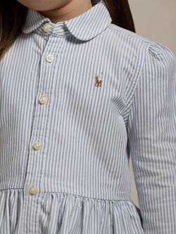 Ralph Lauren Kids' Cotton Stripe Day Dress, Bsr Blue - view 2, Bsr Blue