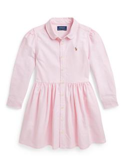 Polo Ralph Lauren Kids' Oxford Cotton Shirt Dress, Bath Pink, Bath Pink