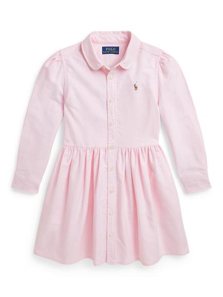 Polo Ralph Lauren Kids' Oxford Cotton Shirt Dress, Bath Pink, Bath Pink