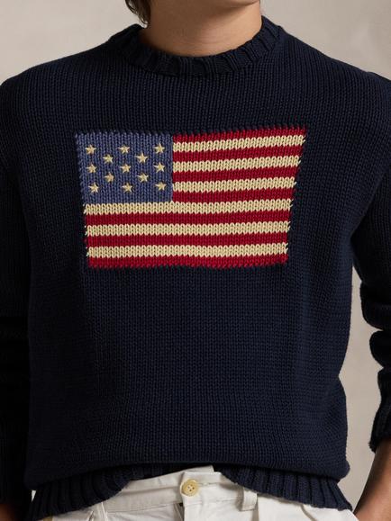 Polo Ralph Lauren Kids' American Flag Jumper, Hunter Navy - view 2, Hunter Navy