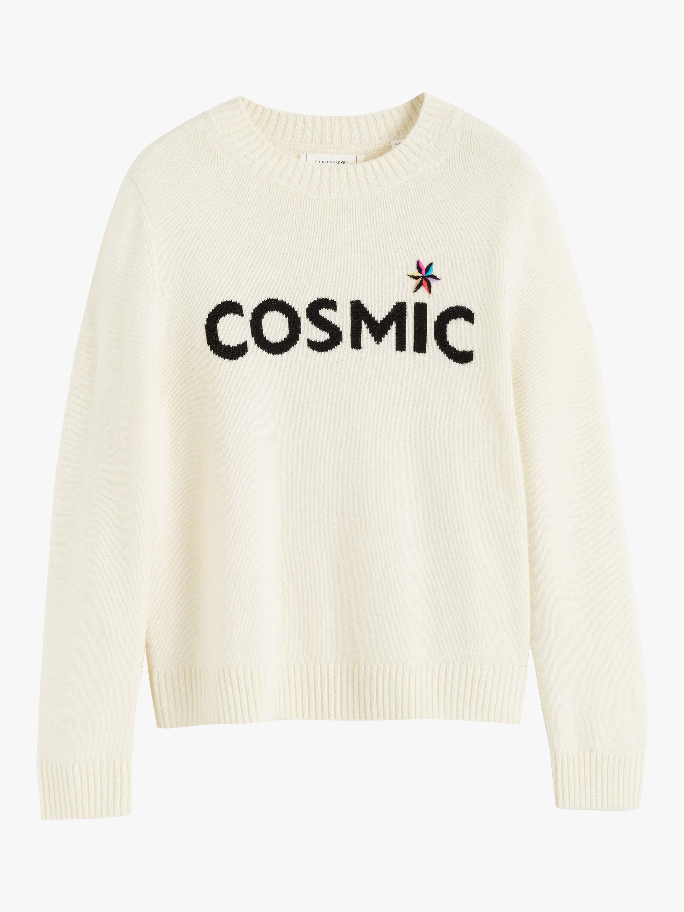 Product image 2 of 2, which shows Chinti & Parker Cosmic Wool Cashmere Jumper, Cream/Black, XS
