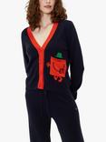 Chinti & Parker Mr Strong Wool Cashmere Cardigan, Navy/Pepper Red