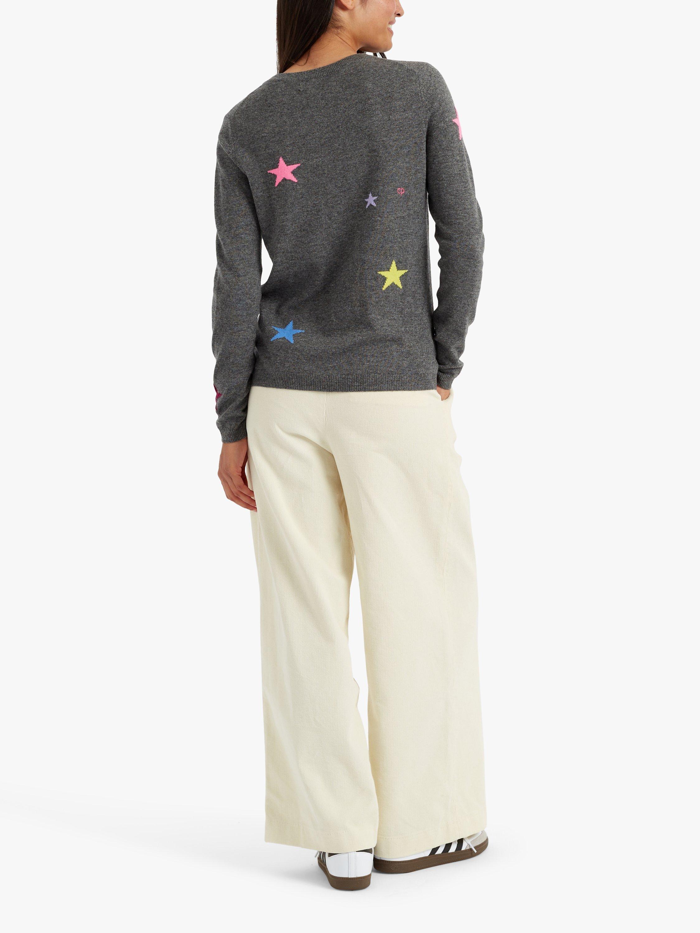 Product image 2 of 3, which shows Chinti & Parker Stars Wool Cashmere Jumper, Grey Marl/Multi, XS
