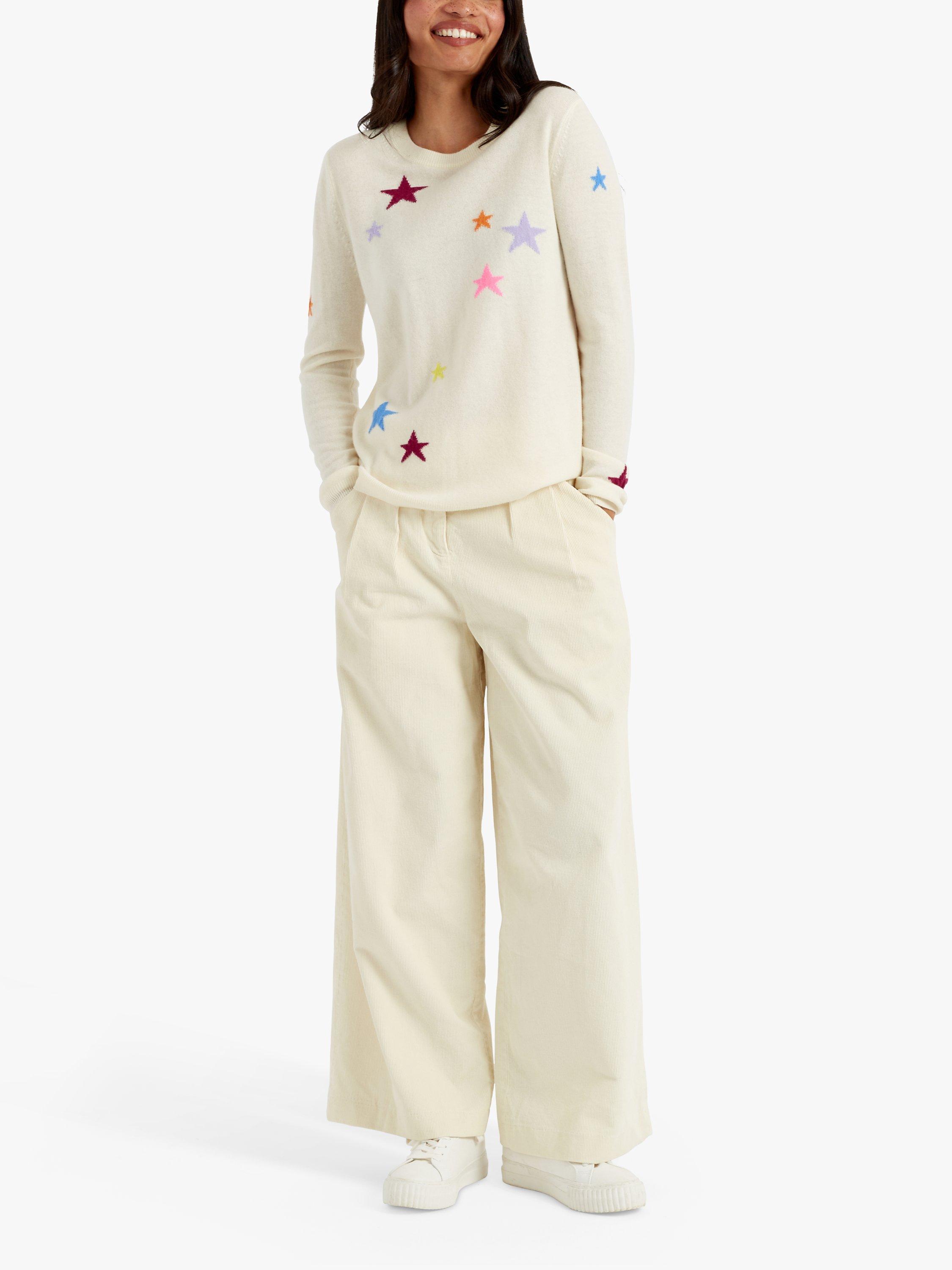 Product image 1 of 3, which shows Chinti & Parker Stars Wool Cashmere Blend Jumper, Cream/Multi, XS
