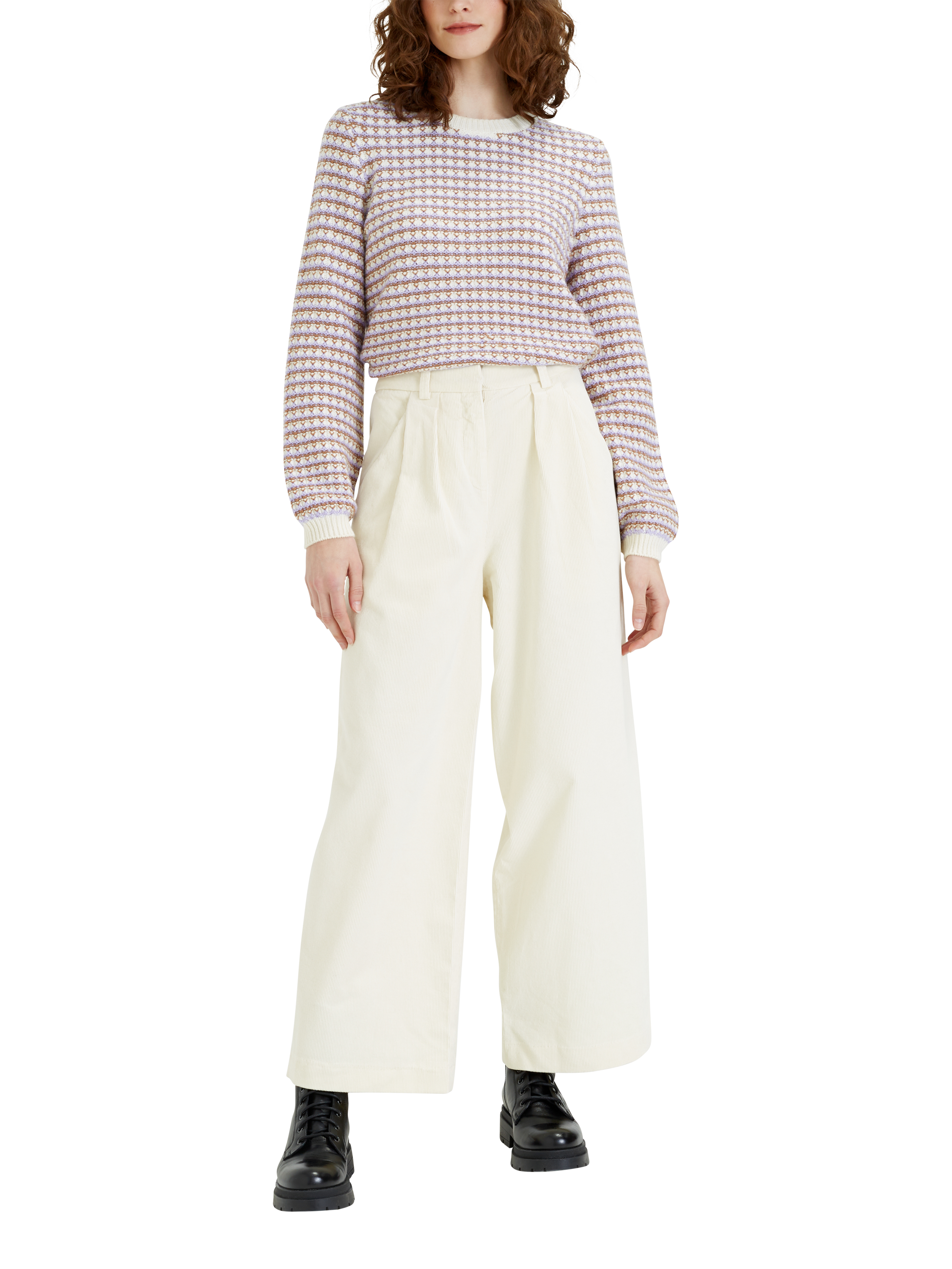 Product image 1 of 4, which shows Chinti & Parker Isabella Corduroy Trousers, Cream, 6