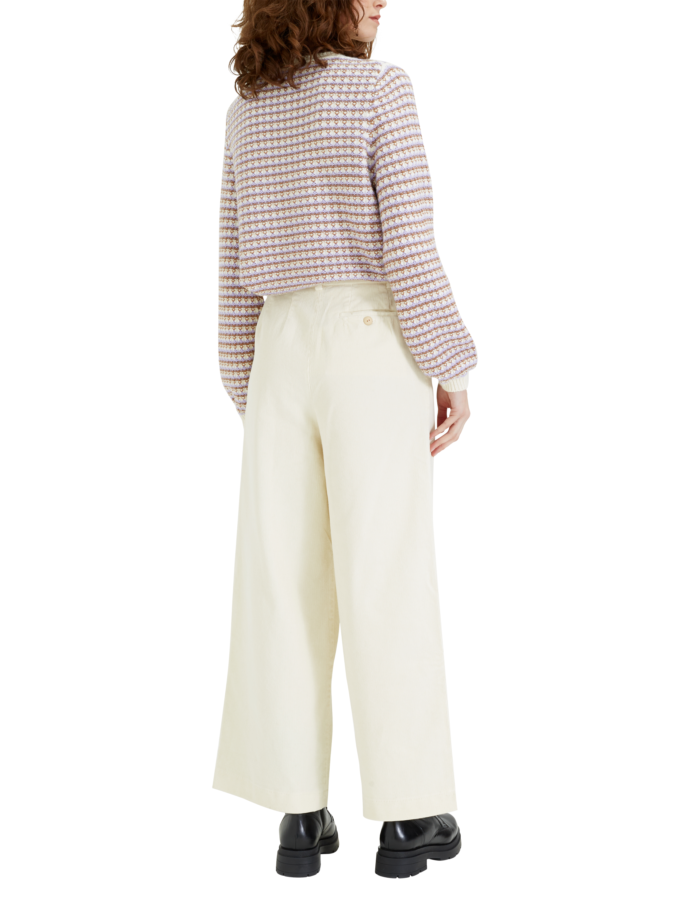 Product image 2 of 4, which shows Chinti & Parker Isabella Corduroy Trousers, Cream, 6