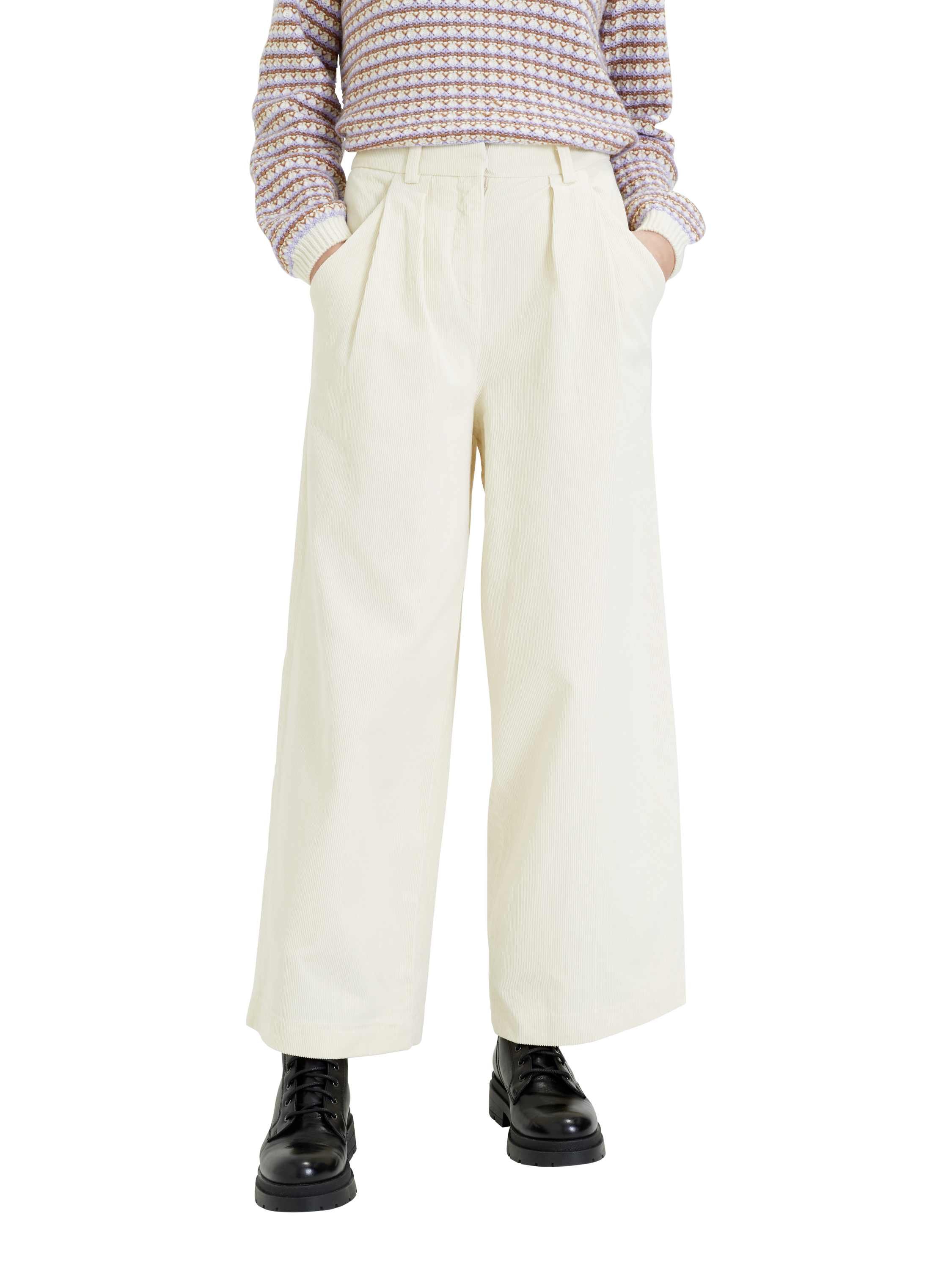 Product image 4 of 4, which shows Chinti & Parker Isabella Corduroy Trousers, Cream, 6