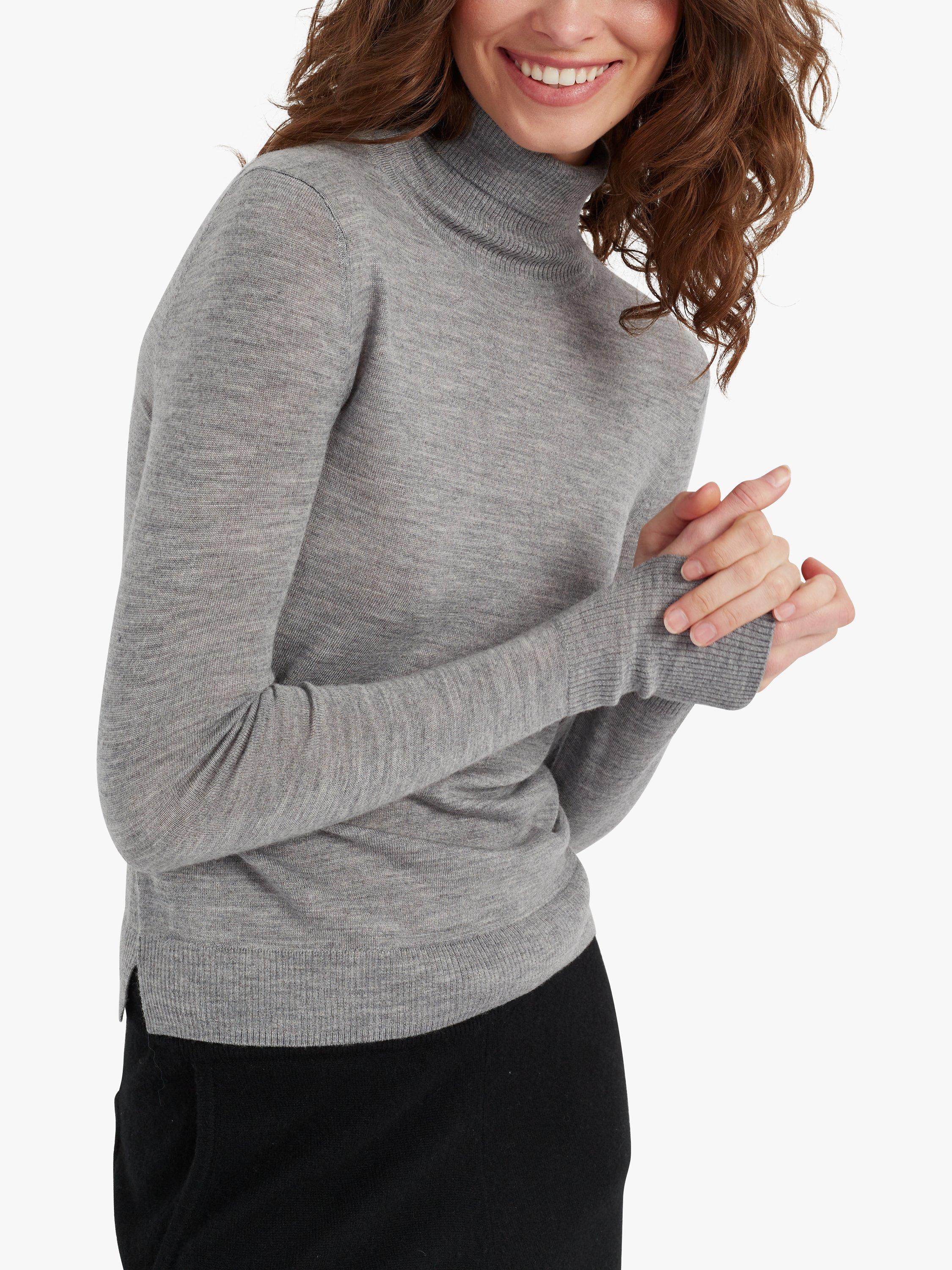 Chinti & Parker Roll Neck Merino Wool Jumper, Grey Marl
