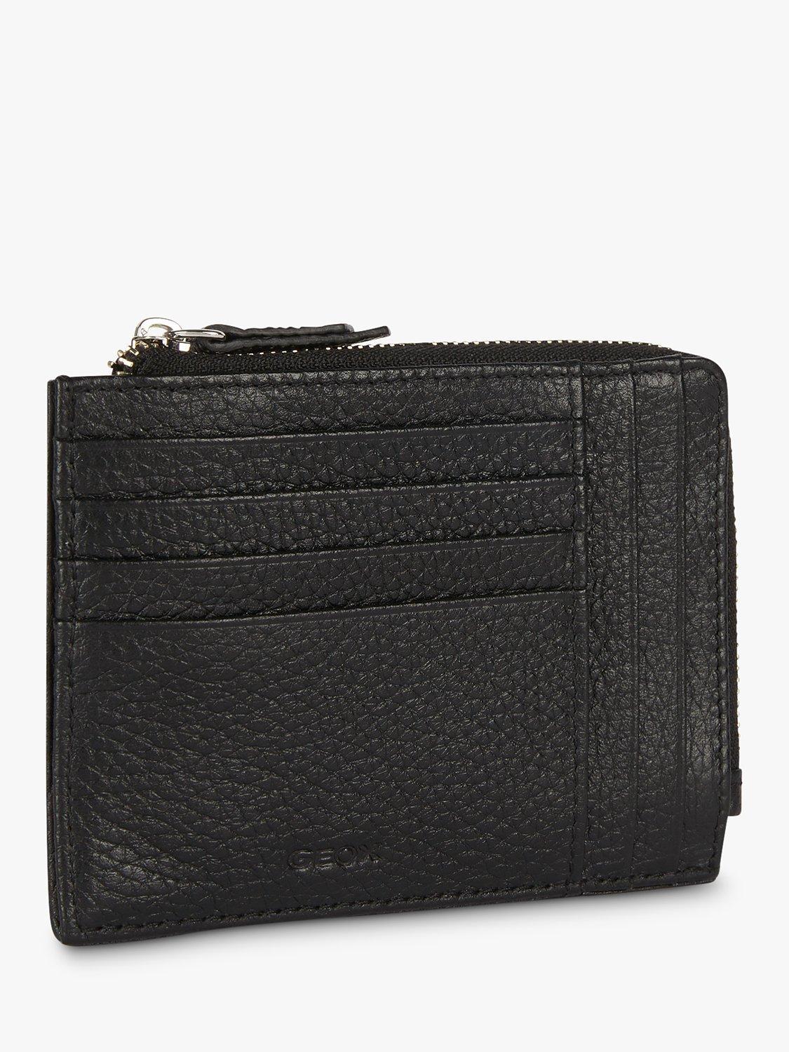 Product image 2 of 4, which shows Geox Men's Leather Zip Top Wallet, Black