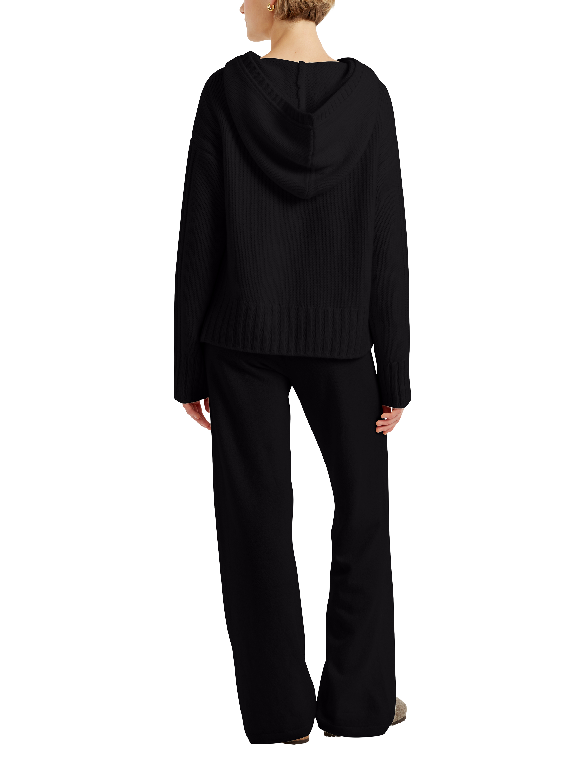 Black cashmere hoodie sales